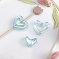 Ciondoli a cuore in acrilico cangiante con finitura AB per gioielli fai-da-te e artigianato - Set Gioielli Cuore / Confezione da 3 / Blu