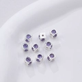 Verzilverde kubusvormige afstandskraaltjes met paarse zirkoon voor doe-het-zelf sieraden - 6mm / Helder Zilver Donkerblauwe Zirkoon