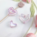 Perline a cuore in acrilico cangiante con finitura aurora per accessori fai-da-te - Set Gioielli Cuore / Confezione da 3 / Rosa