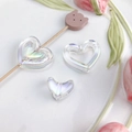 Perline a cuore colorate con finitura UV aurora per catenine per cellulari fai-da-te - Set Gioielli Cuore / Confezione da 3 / Trasparente