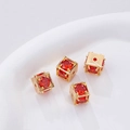 Vergulde kubuskraaltjes met rode zirkonia voor DIY-sieraden en maken van kettingen - Goud-Rood Zirkonia