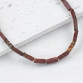 Reddish-brown natural stone square beads with vintage mineral texture for DIY jewelry - Caramel color