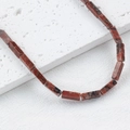Rectangular red jasper stone beads for DIY jewelry making with marble texture - Red Brown
