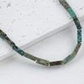 Square natural stone beads in blue and brown textures for DIY jewelry making - Green Cloud