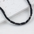 Natural black stone tube beads for DIY jewelry with unique marble texture and finish - Black Marble