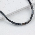 Rectangular dark brown natural stone beads for DIY bracelets with marble texture - Dark Grey