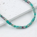 Green natural stone rectangular tube beads with purple mottling for DIY jewelry - Pale Blue