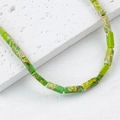Natural green square stone beads strand for bohemian DIY jewelry making and bracelets - Cyan Green