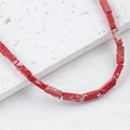 Rectangle natural stone beads in marble red and white for DIY jewelry making - Crimson