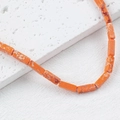 Rectangle orange natural stone beads for DIY bracelets and necklaces with marble texture - Dai Ocher