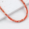 Rectangle orange-red stone beads with marble texture for DIY bracelet jewelry - Orange Red