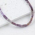 Purple natural stone rectangular beads with organic textures for DIY jewelry making - White Purple