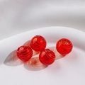 Perle di vetro rosso a righe fatte a mano per creare collane e orecchini fai-da-te - 13mm / Motivo a spirale rosso e bianco