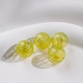 Perle in vetro verde-giallo traslucido con spirali scure per creazione gioielli DIY - 14mm / Spirale giallo-verde