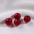 Perle di vetro cave rosso scuro con strisce nere e glitter oro per creazione gioielli fai-da-te - 14mm / Spirale rossa nera oro