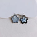 Macro detail of alloy flower pendants with blue resin fill for DIY jewelry making - Light Blue Flower (1)