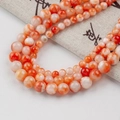 Polished orange and white marble texture natural jade beads for DIY jewelry making - Persian Jade - Orange Red