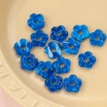 Blue 16mm glass flower beads with marble texture for DIY jewelry making accessories - 1# Blue Marbling (kp6330)