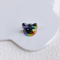 Iridescent bow charm with metallic finish for DIY jewelry and phone accessories - Metallic Rainbow
