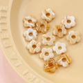 Marbled amber style 16mm hollow flower resin bead for DIY jewelry making - 2# Amber Marbling (kp6330)