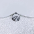 Detailed macro view of coral-shaped silver pendant with white pearl and small rhinestones - Silver Round Coral Openwork (4)