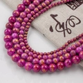 Purple gold natural stone beads in various sizes for DIY jewelry making and necklaces - 4mm (10 Pcs) / Rose Purple Gold Style