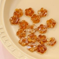 16mm amber glass flower beads with white marble texture for DIY jewelry making - 5# Dark Amber Marbling (kp6330)