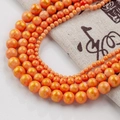 Orange round beads with golden cloud patterns for DIY handmade jewelry and necklaces - 4mm (10 Pcs) / Orange Gold Style