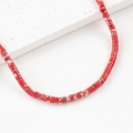 Perles cylindriques plates de 4x2mm en pierre naturelle rouge pour bijoux DIY - Un Fil (Environ 150 Perles) / Rouge Brique