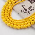 Polished bright yellow round gemstone beads in various sizes for DIY jewelry making - 4mm (10 Pcs) / Yellow Gold Style