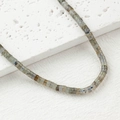 Perles cylindriques en labradorite facettée 4x2mm pour la création de bijoux - Un Fil (Environ 150 Perles) / Clair