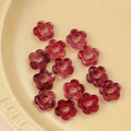 Deep red transparent 16mm glass flower beads for handmade jewelry and DIY crafts - 11# Deep Red Marbling (kp6330)