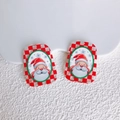 Coppia di ciondoli Babbo Natale in acrilico con bordo a quadretti per gioielli fai-da-te - Babbo Natale a Scacchi Rosso Bianco (19)