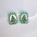 Dettaglio di pendenti per albero di Natale in acrilico con bordo a scacchi verdi per DIY - Albero di Natale a Scacchi Verde Bianco (20)