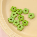 Green 16mm hollow flower glass beads for DIY jewelry making necklace crafts - 17# Fruit Green Glossy (kp6330)