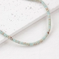 Perles en pierre naturelle vert clair 4x2mm avec texture marbrée pour bijoux DIY - Un Fil (Environ 150 Perles) / Zircon Bleu Clair