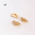 Vista macro de cuentas de mariposa chapadas en oro con circonitas rosas para joyería DIY - Incrustado Con Strass Rosa / Pequeña Mariposa Dorada (1#)