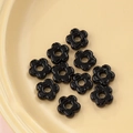 Set of ten glossy black 16mm hollow flower beads for DIY jewelry making and crafts - 22# Glossy Black (kp6330)