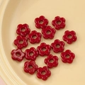 DIY jewelry making supplies featuring 16mm cherry red flower-shaped glass beads - 24# Glossy Cherry Red (kp6330)