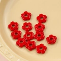 16mm red flower beads for DIY jewelry making with smooth glossy finish and central hole - 25# Red Striped (kp6330)