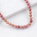 Natural pink rhodonite stone beads in 6-8mm size for DIY jewelry making and bracelets - 1 Piece / Red Wood Vein 6mm