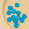 Blue translucent 16mm hollow flower glass beads for DIY jewelry making and crafts - 26# Glossy Bright Blue (kp6330)