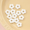 White five-petal flower resin beads for DIY jewelry making with center drill hole - 27# Glossy Pure White (kp6330)