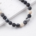Map stone and grey natural beads bracelet for DIY jewelry making and accessories - 1 Piece / Zebra 10mm