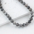 Map stone beads string with natural gray and black marble texture for DIY jewelry - 1 Piece / Map Stone 8mm