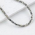 Dalmatian Jasper round beads for DIY jewelry with black spots on cream base - 1 Piece / Dalmatian Jasper 4mm