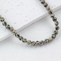 Dalmatian Jasper round beads for DIY jewelry making with natural black spotted patterns - 1 Piece / Dalmatian Jasper 6mm