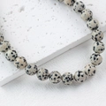 Polished round Dalmatian Jasper natural stone beads for DIY jewelry making - 1 Piece / Dalmatian Jasper 10mm