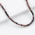 DIY natural pink rhodonite and black agate 4mm round bead necklace for jewelry making - 1 Piece / Rhodonite 4mm