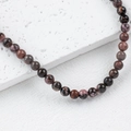 Pink and black natural stone round beads for DIY jewelry making and necklaces - 1 Piece / Rhodonite 6mm